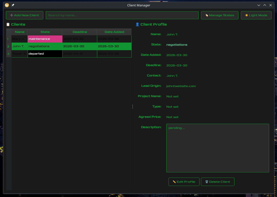 Client Management GUI